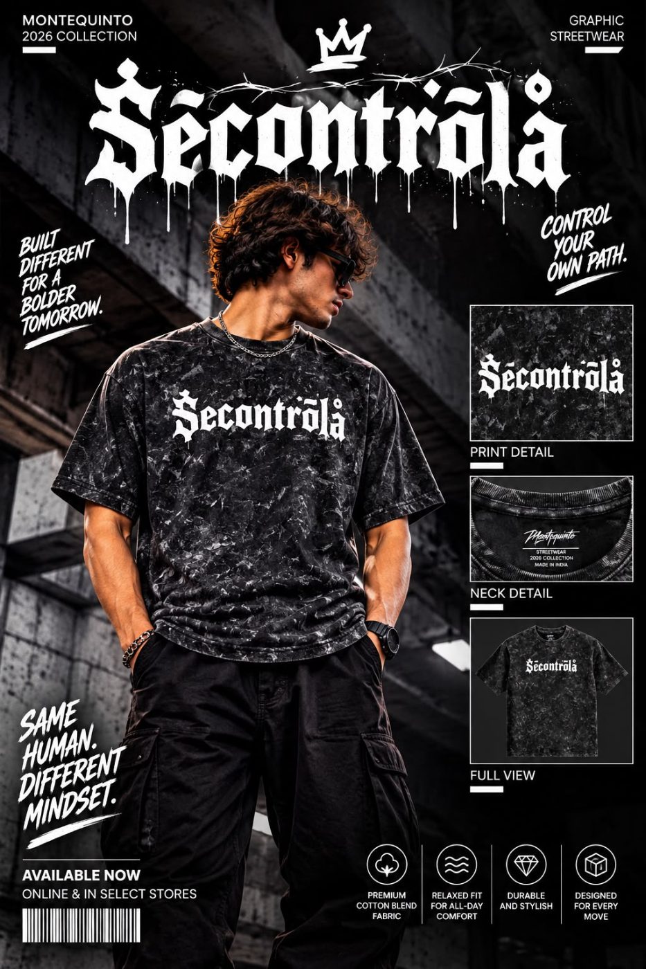FRONT AND BACK PRINT OVERSIZED ACID WASH T-SHIRT