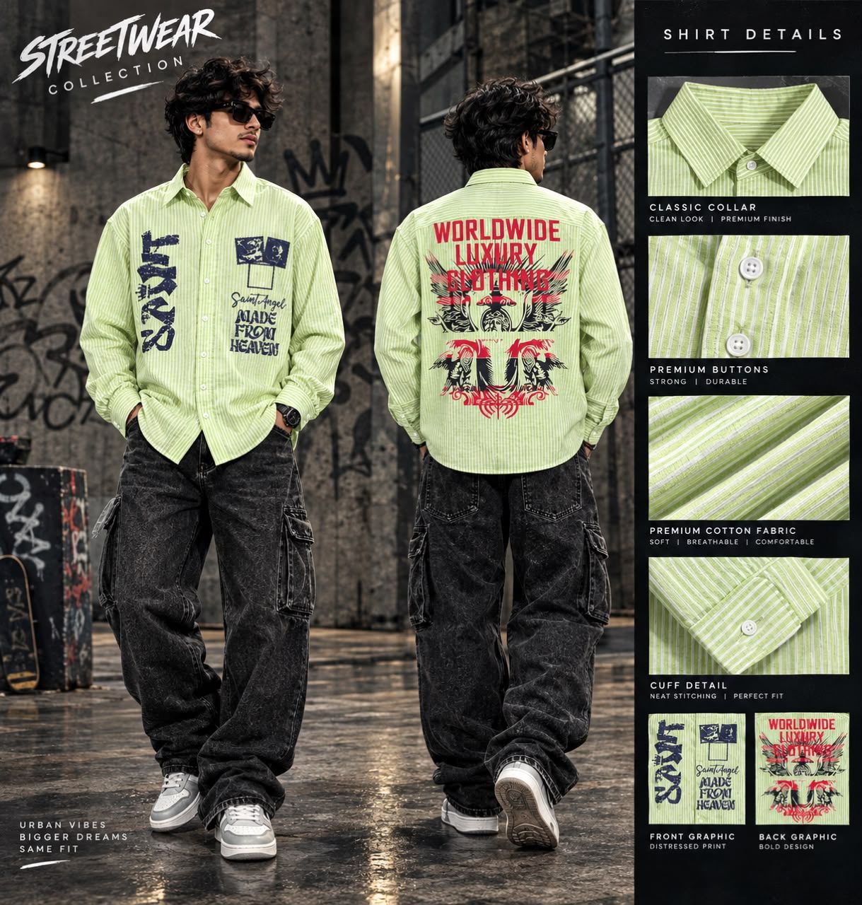OVERSIZED FRONT AND BACK PRINT FULL SLEEVES SHIRT