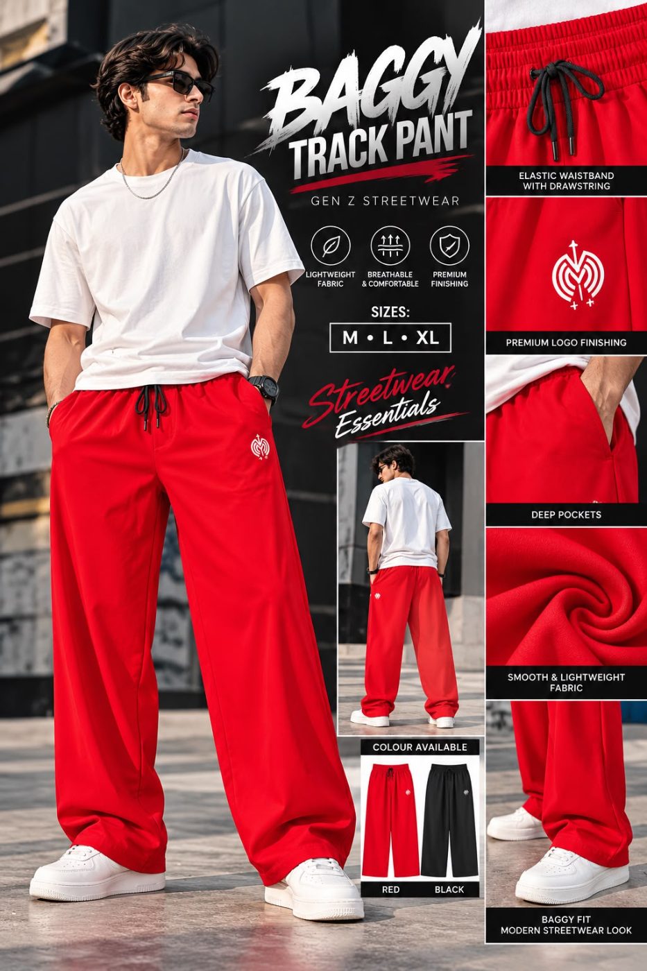 STRIGHT FIT BAGGY TRACK-PANTS