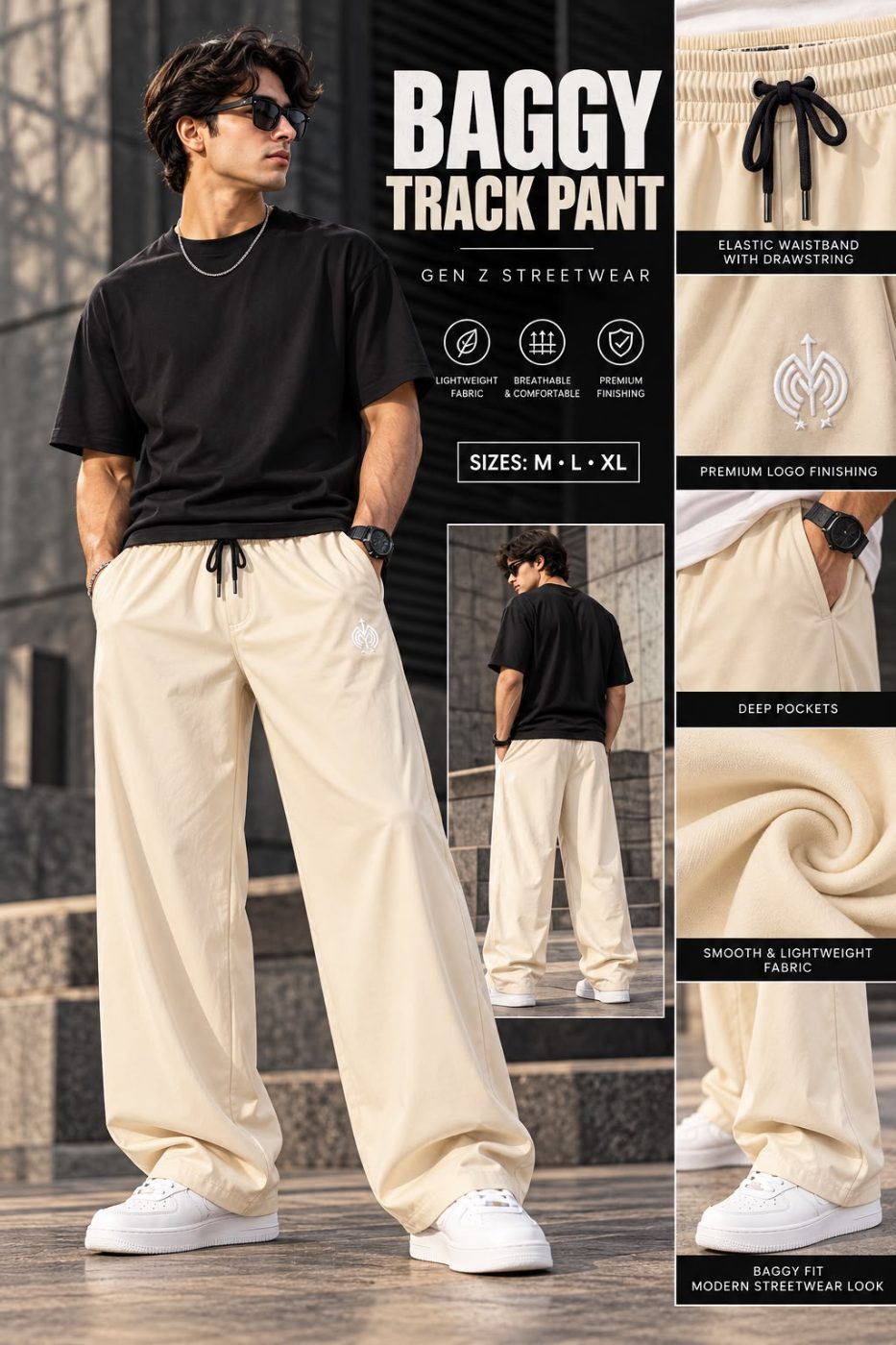 STRIGHT FIT BAGGY TRACK-PANTS