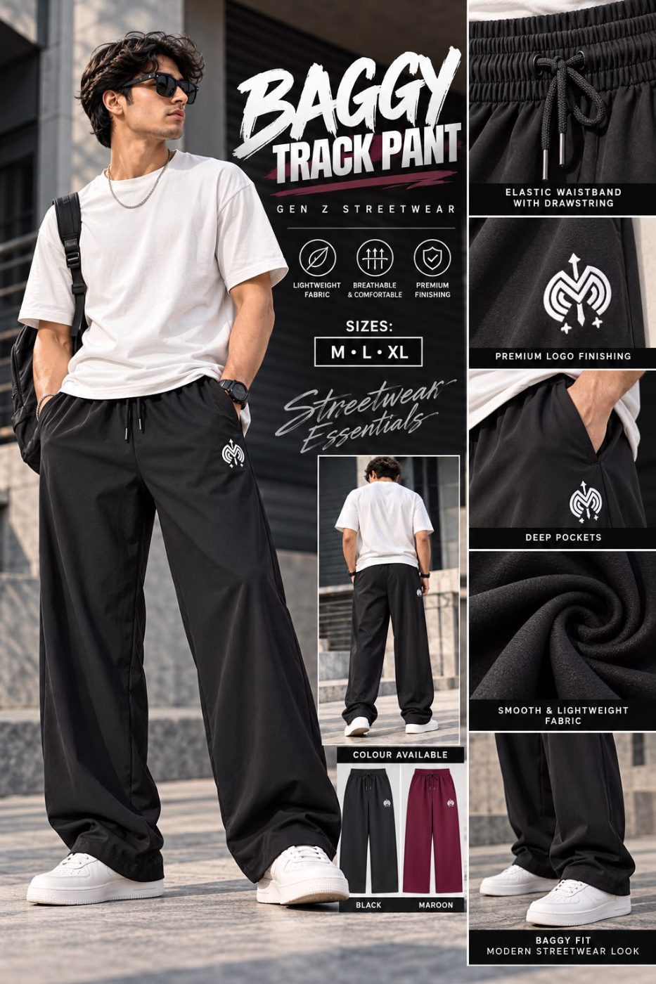STRIGHT FIT BAGGY TRACK-PANTS