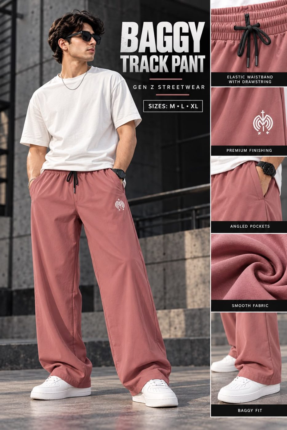 STRIGHT FIT BAGGY TRACK-PANTS