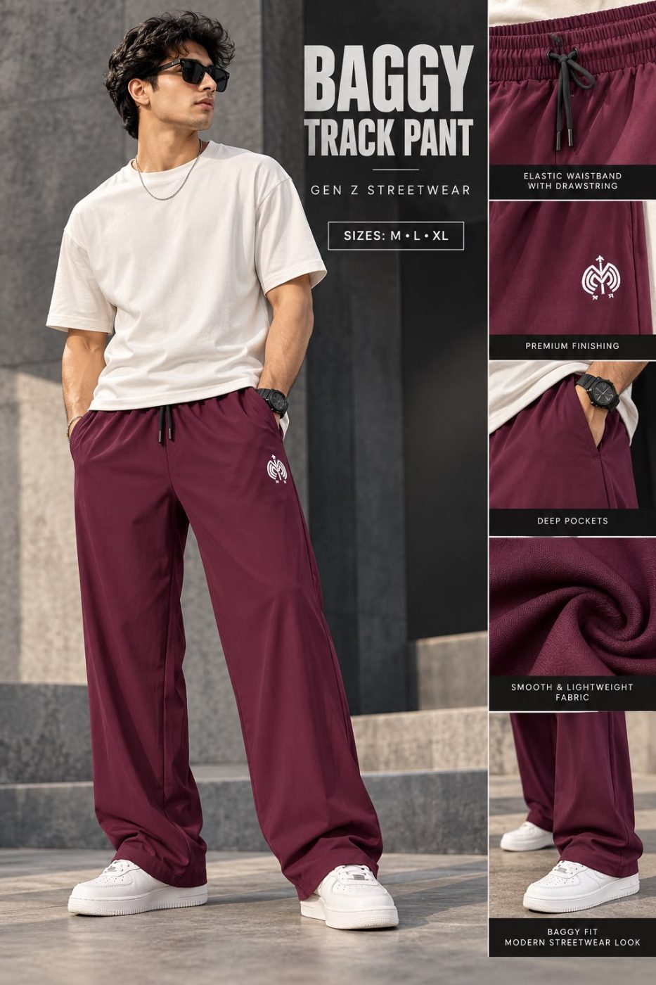 STRIGHT FIT BAGGY TRACK-PANTS