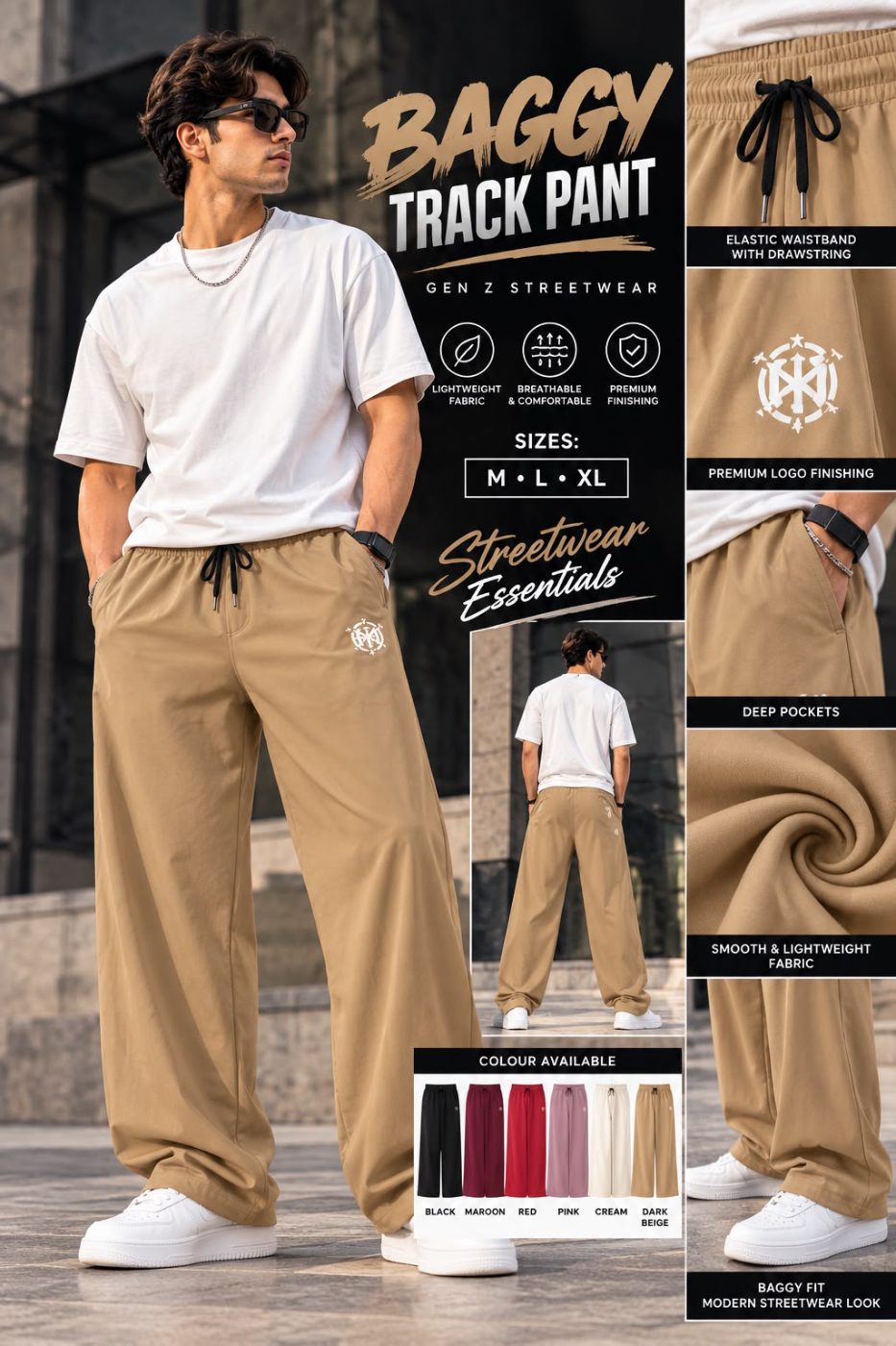 STRIGHT FIT BAGGY TRACK-PANTS